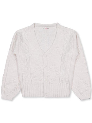 Civil Girls Nohut Desenli 10-13 Yaş Hırka - Bej