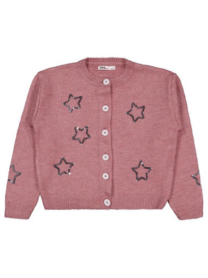 Civil Girls Pullu Yıldız Nakışlı 6-9 Yaş Hırka - Pembe