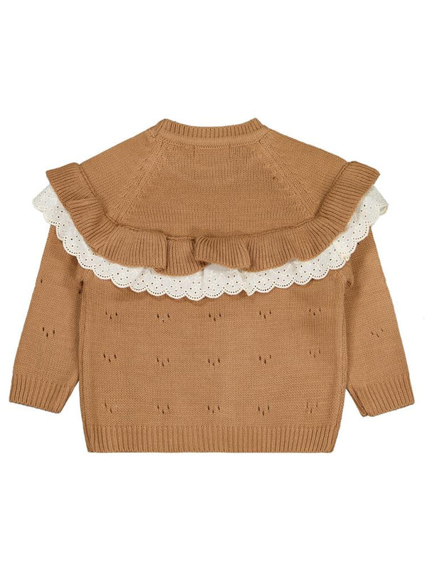 Civil Girls Roba Fırfırlı 2-5 Yaş Kazak - Kahverengi