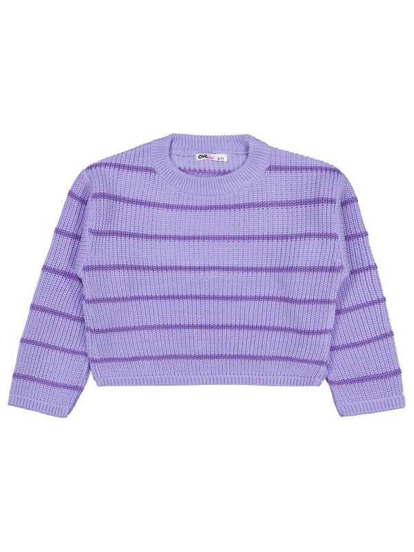 Civil Girls Çizgili 6-9 Yaş Kazak - Lila