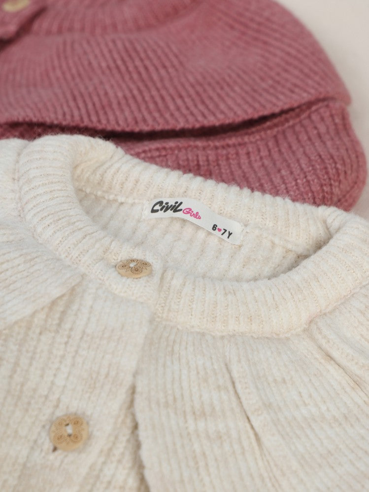 Civil Girls Yakalı 6-9 Yaş Hırka - Bej