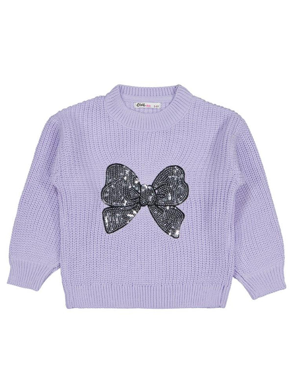 Civil Girls Fiyonk Nakışlı 2-5 Yaş Kazak - Lila