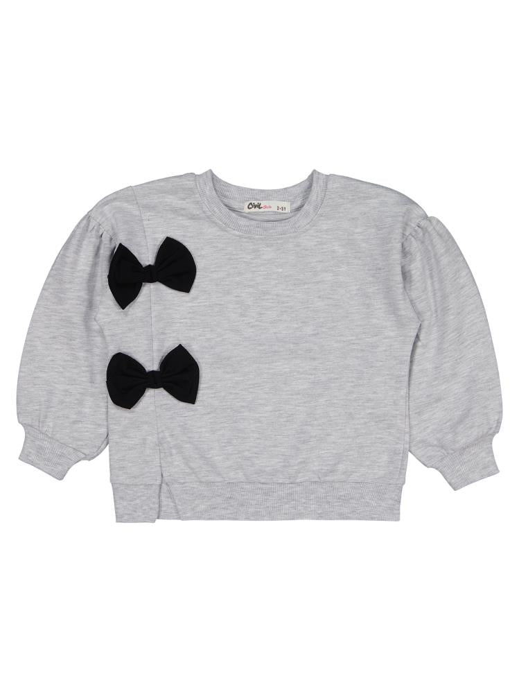 Civil Girls Fiyonk Aksesuarlı 2-5 Yaş Takım - Gri