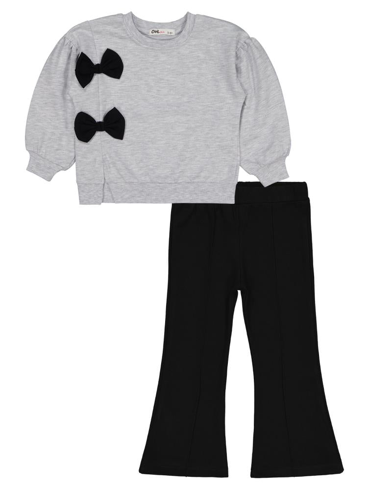 Civil Girls Fiyonk Aksesuarlı 2-5 Yaş Takım - Gri
