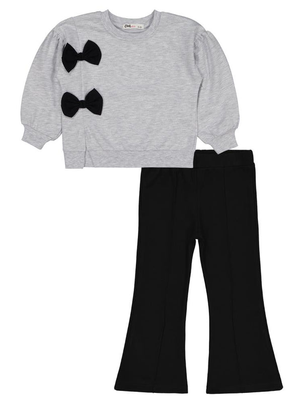 Civil Girls Fiyonk Aksesuarlı 2-5 Yaş Takım - Gri