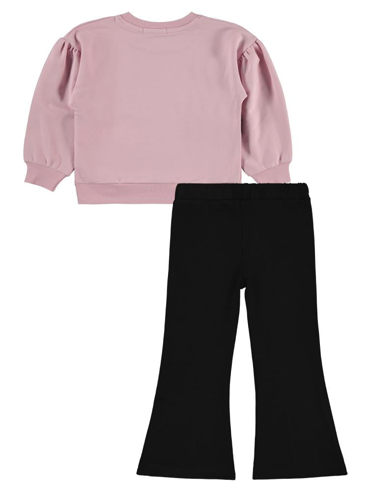 Civil Girls Fiyonk Aksesuarlı 2-5 Yaş Takım - Pudra