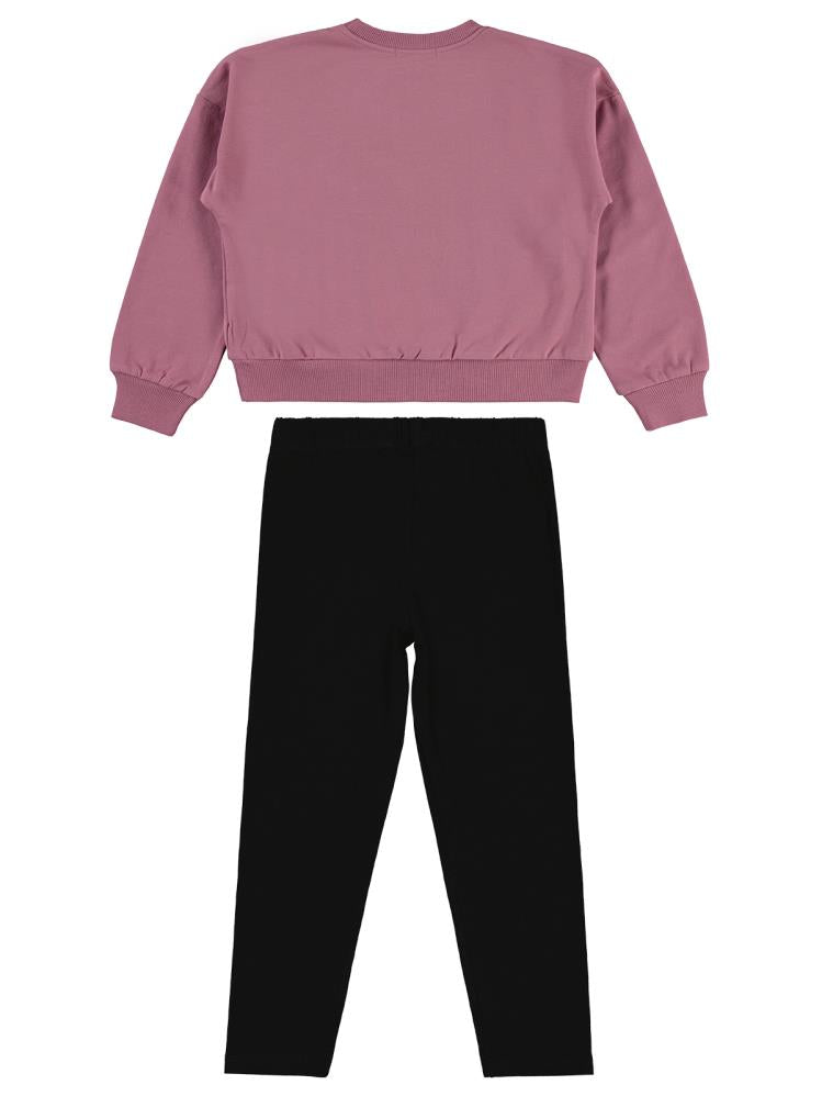 Civil Girls Paris Taş Baskılı 6-9 Yaş Takım - Pembe