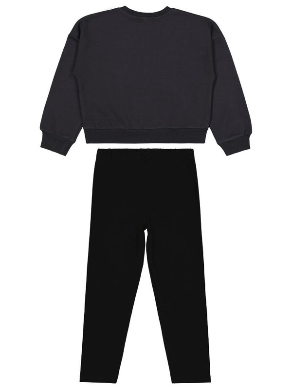 Civil Girls Paris Taş Baskılı 6-9 Yaş Takım - Gri