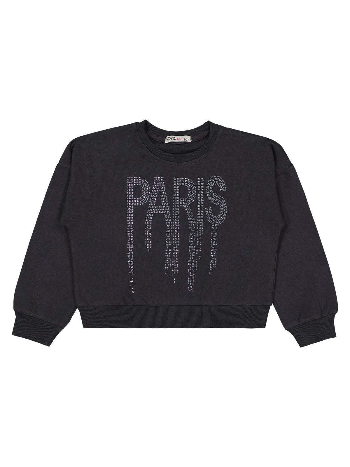 Civil Girls Paris Taş Baskılı 6-9 Yaş Takım - Gri