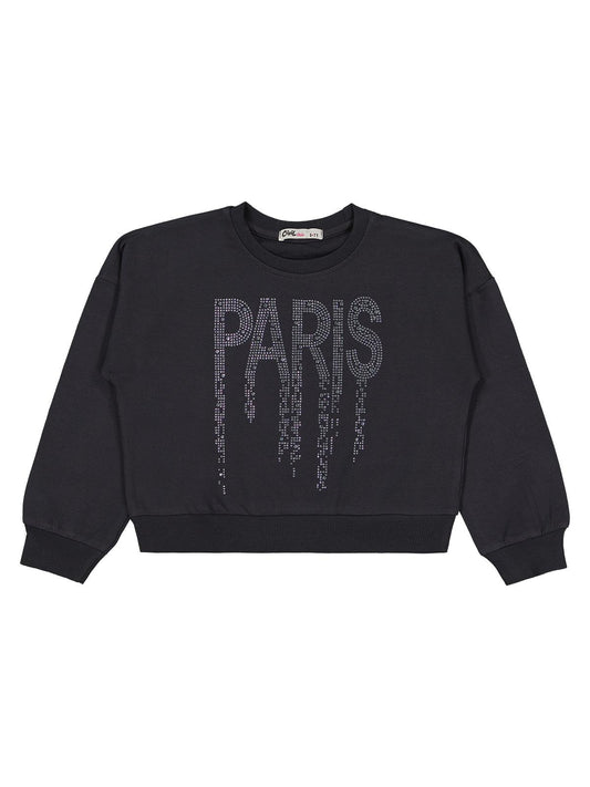 Civil Girls Paris Taş Baskılı 6-9 Yaş Takım - Gri