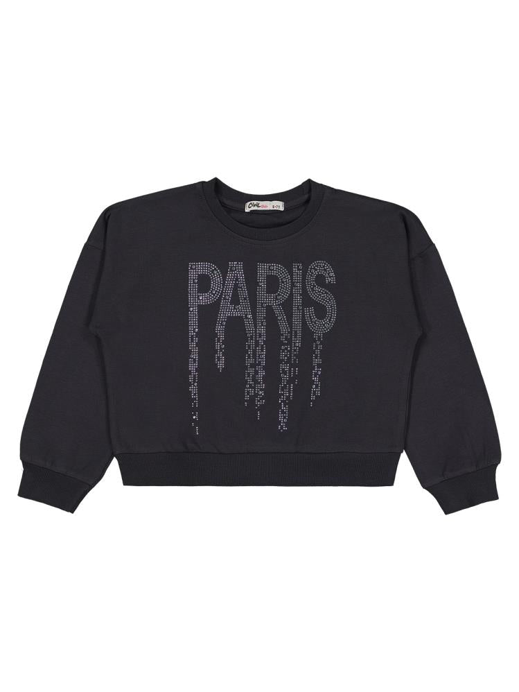 Civil Girls Paris Taş Baskılı 6-9 Yaş Takım - Gri