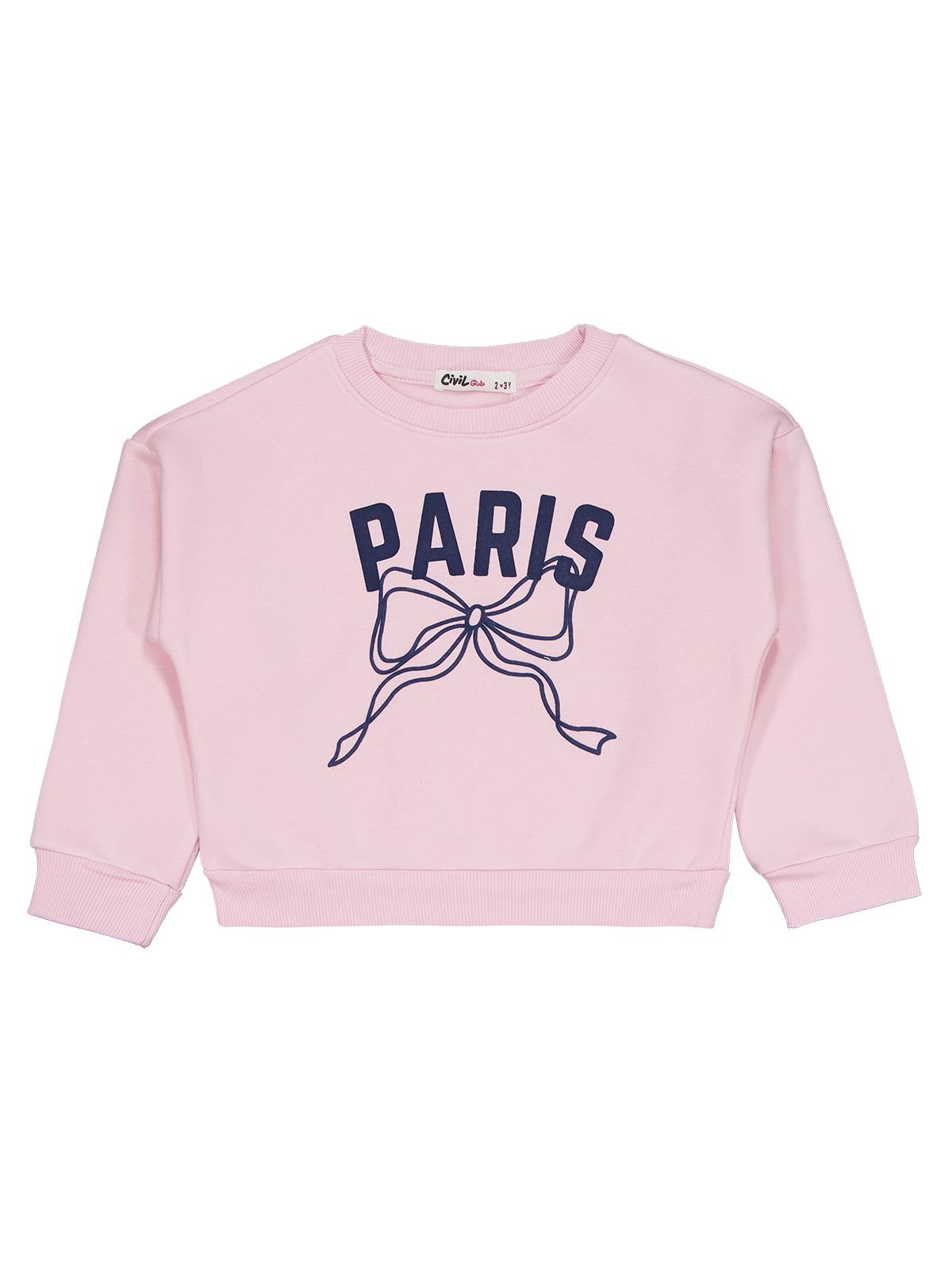 Civil Girls Paris Baskılı 2-5 Yaş Eşofman Takımı - Pudra