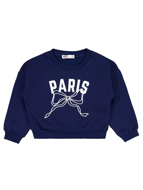 Civil Girls Paris Baskılı 2-5 Yaş Eşofman Takımı - Lacivert