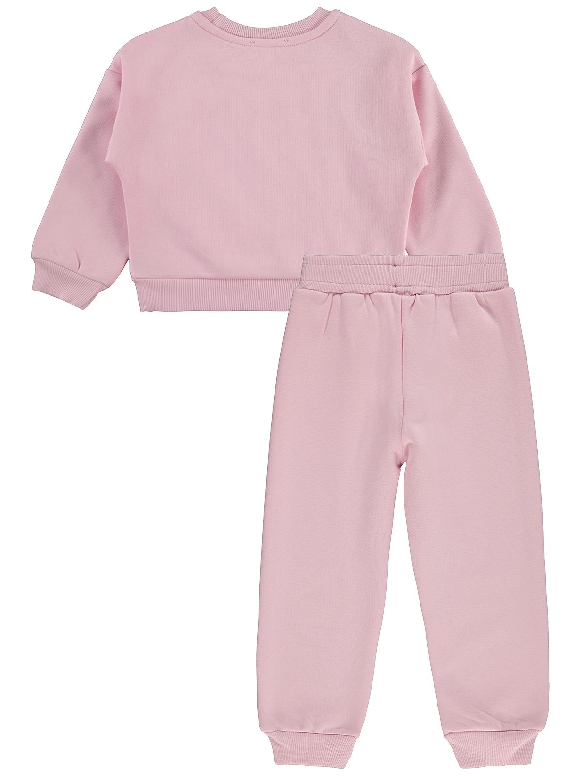 Civil Girls Kalp Baskılı 2-5 Yaş Eşofman Takımı - Pudra