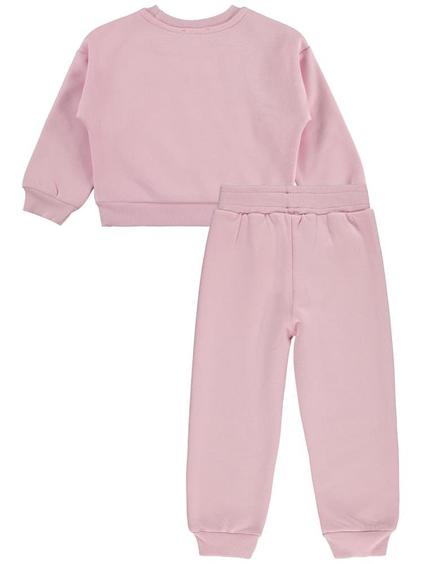 Civil Girls Kalp Baskılı 2-5 Yaş Eşofman Takımı - Pudra