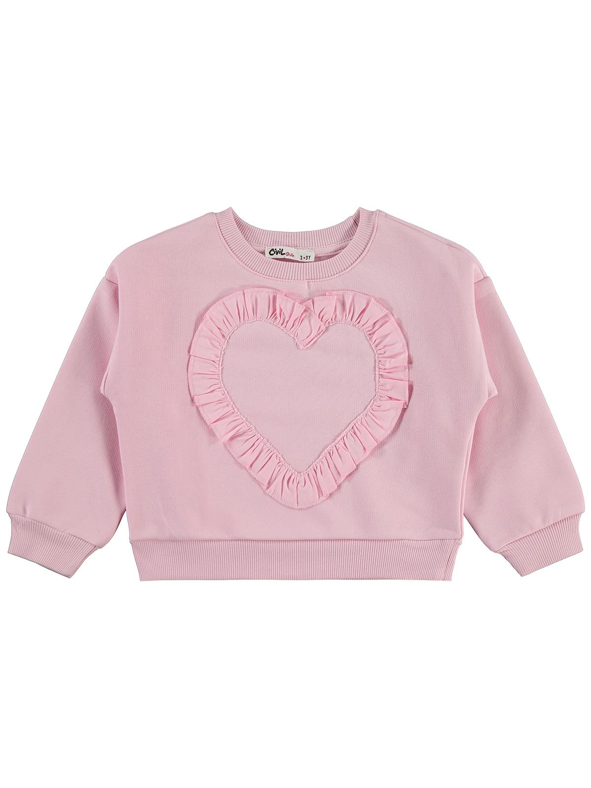 Civil Girls Kalp Baskılı 2-5 Yaş Eşofman Takımı - Pudra