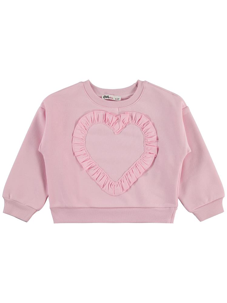 Civil Girls Kalp Baskılı 2-5 Yaş Eşofman Takımı - Pudra