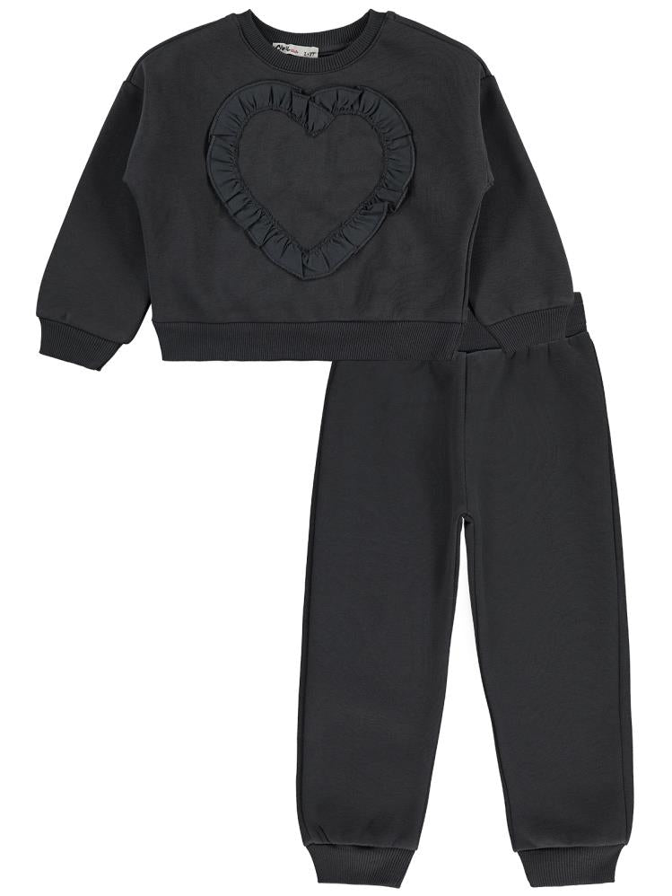 Civil Girls Kalp Baskılı 2-5 Yaş Eşofman Takımı - Gri