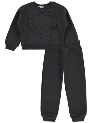 Civil Girls Kalp Baskılı 2-5 Yaş Eşofman Takımı - Gri