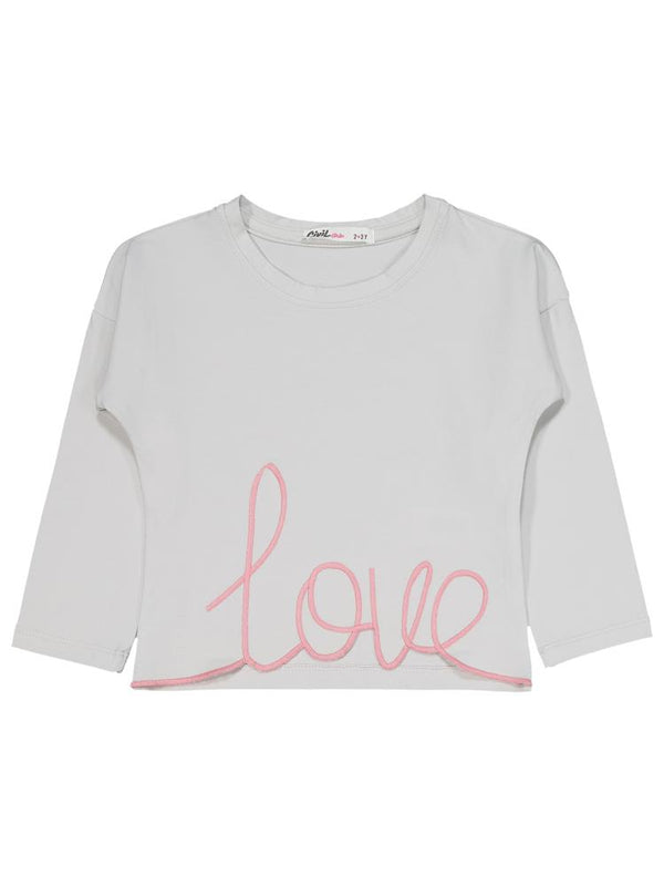 Civil Girls Love Nakışlı 2-5 Yaş Takım - Gri