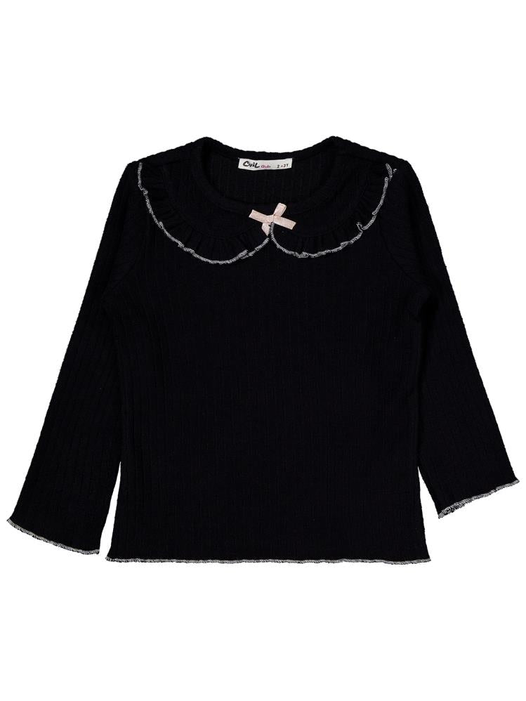 Civil Girls Fırfır Yakalı 2-5 Yaş Takım - Siyah