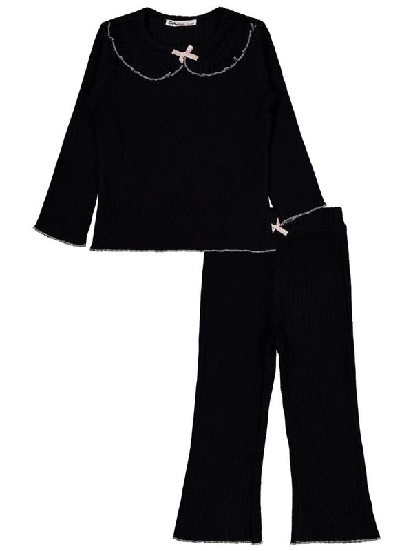 Civil Girls Fırfır Yakalı 2-5 Yaş Takım - Siyah