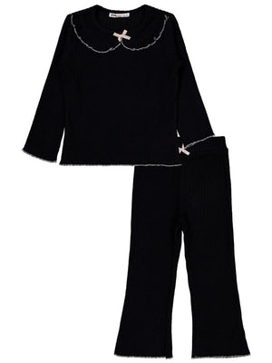 Civil Girls Fırfır Yakalı 2-5 Yaş Takım - Siyah