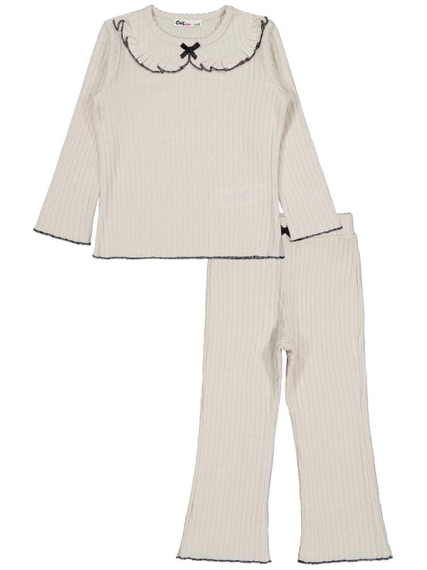 Civil Girls Fırfır Yakalı 2-5 Yaş Takım - Bej