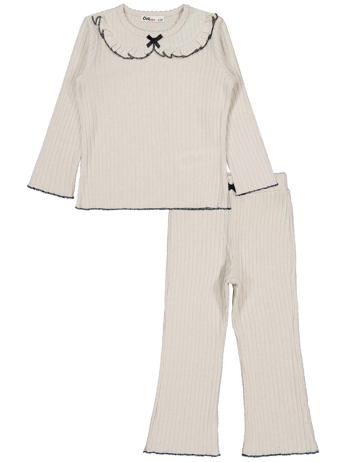 Civil Girls Fırfır Yakalı 2-5 Yaş Takım - Bej