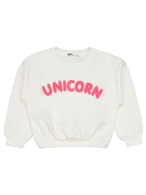 Civil Girls Unicorn Baskılı 2-5 Yaş Eşofman Takımı - Ekru