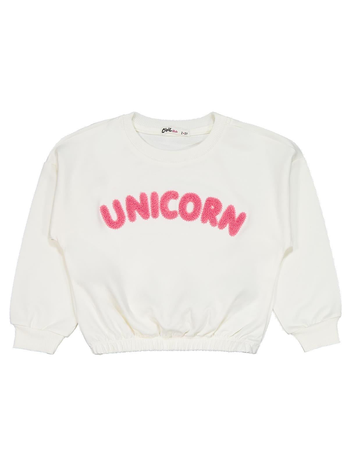 Civil Girls Unicorn Baskılı 2-5 Yaş Eşofman Takımı - Ekru