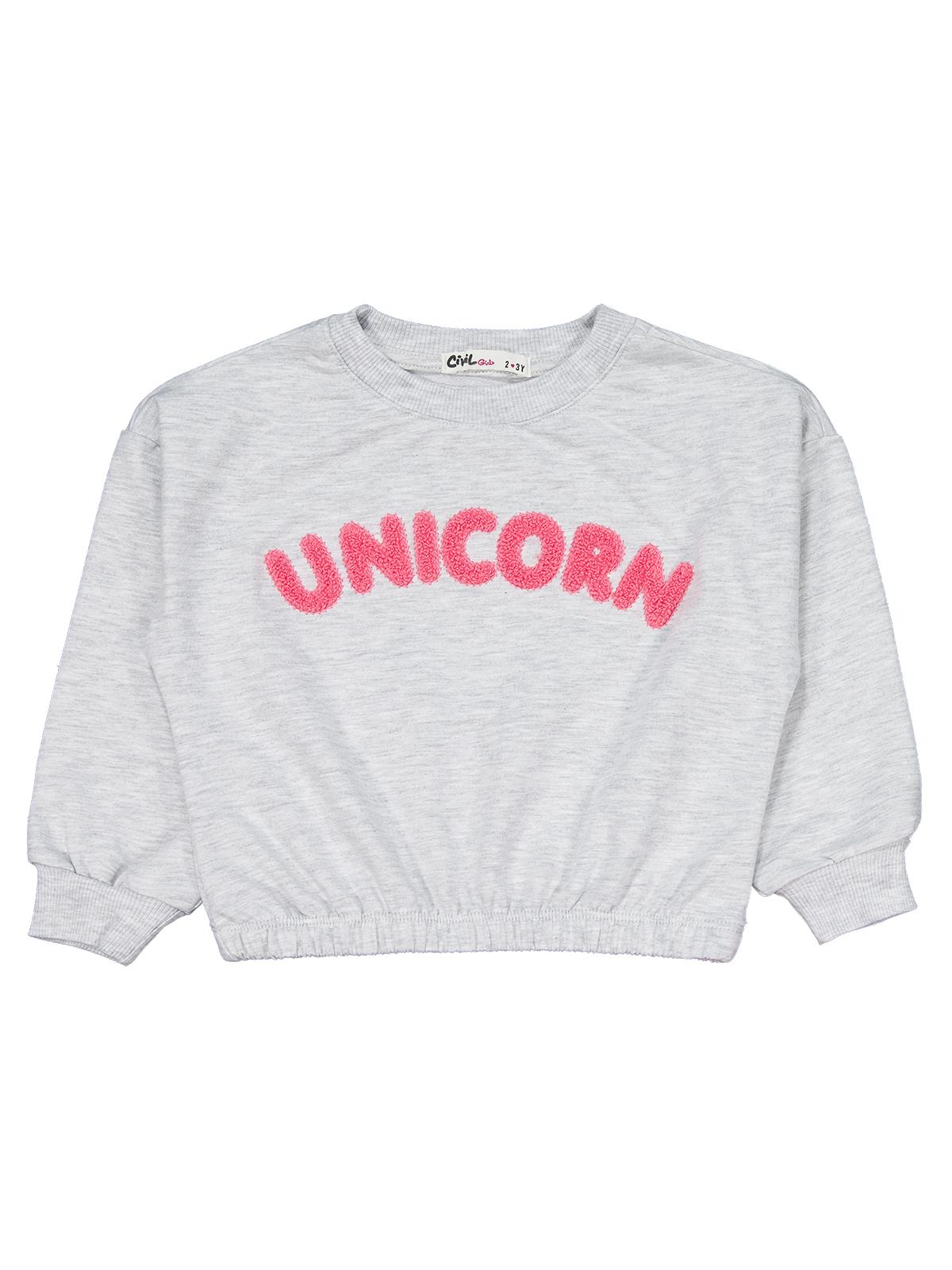 Civil Girls Unicorn Baskılı 2-5 Yaş Eşofman Takımı - Gri