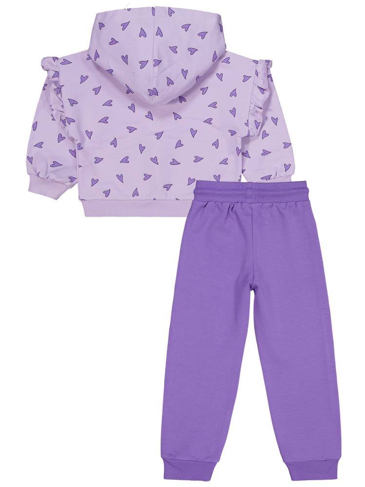 Civil Girls Kalp Baskılı 2-5 Yaş Eşofman Takımı - Lila