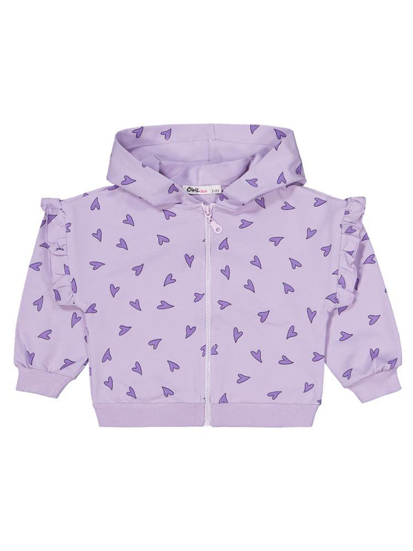 Civil Girls Kalp Baskılı 2-5 Yaş Eşofman Takımı - Lila