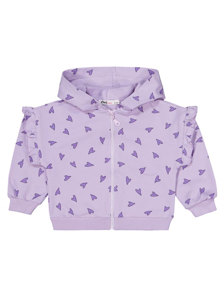Civil Girls Kalp Baskılı 2-5 Yaş Eşofman Takımı - Lila