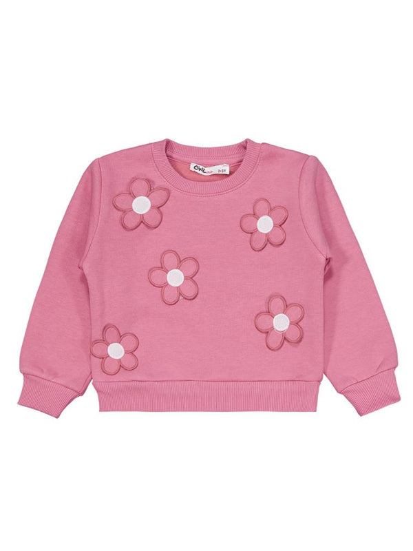 Civil Girls Çiçek Nakışlı 2-5 Yaş Eşofman Takımı - Pembe