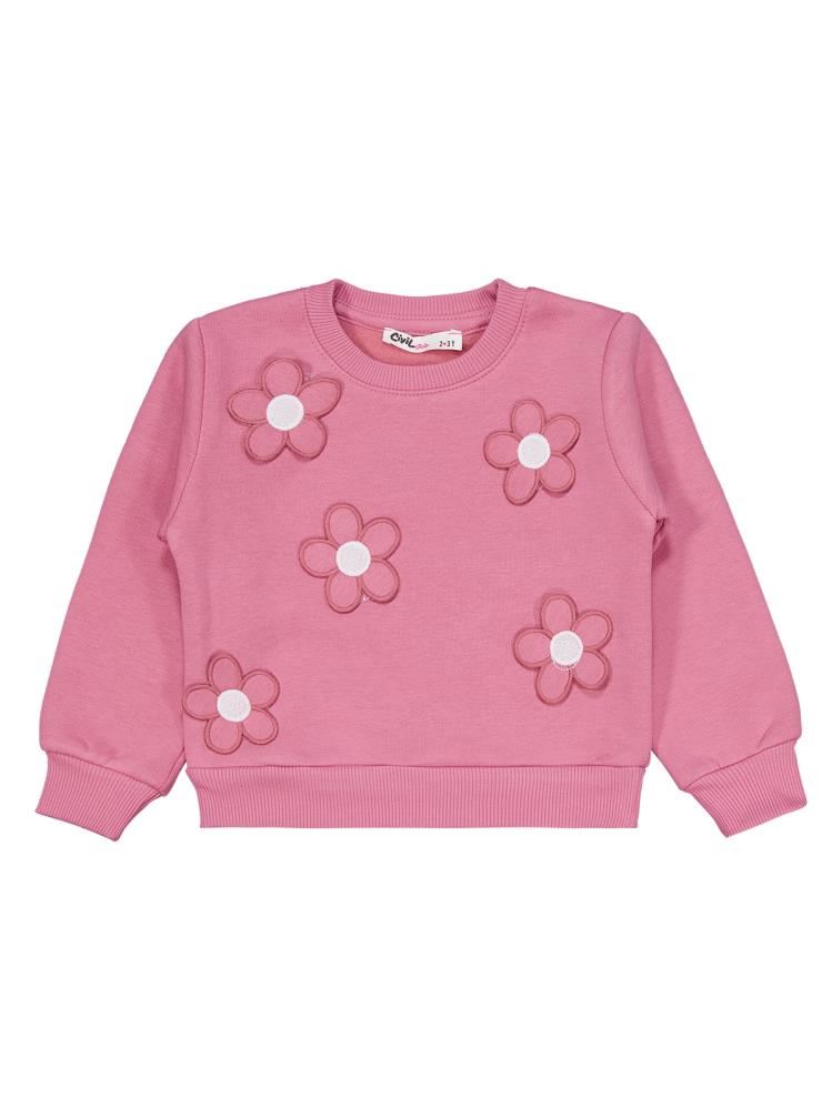 Civil Girls Çiçek Nakışlı 2-5 Yaş Eşofman Takımı - Pembe