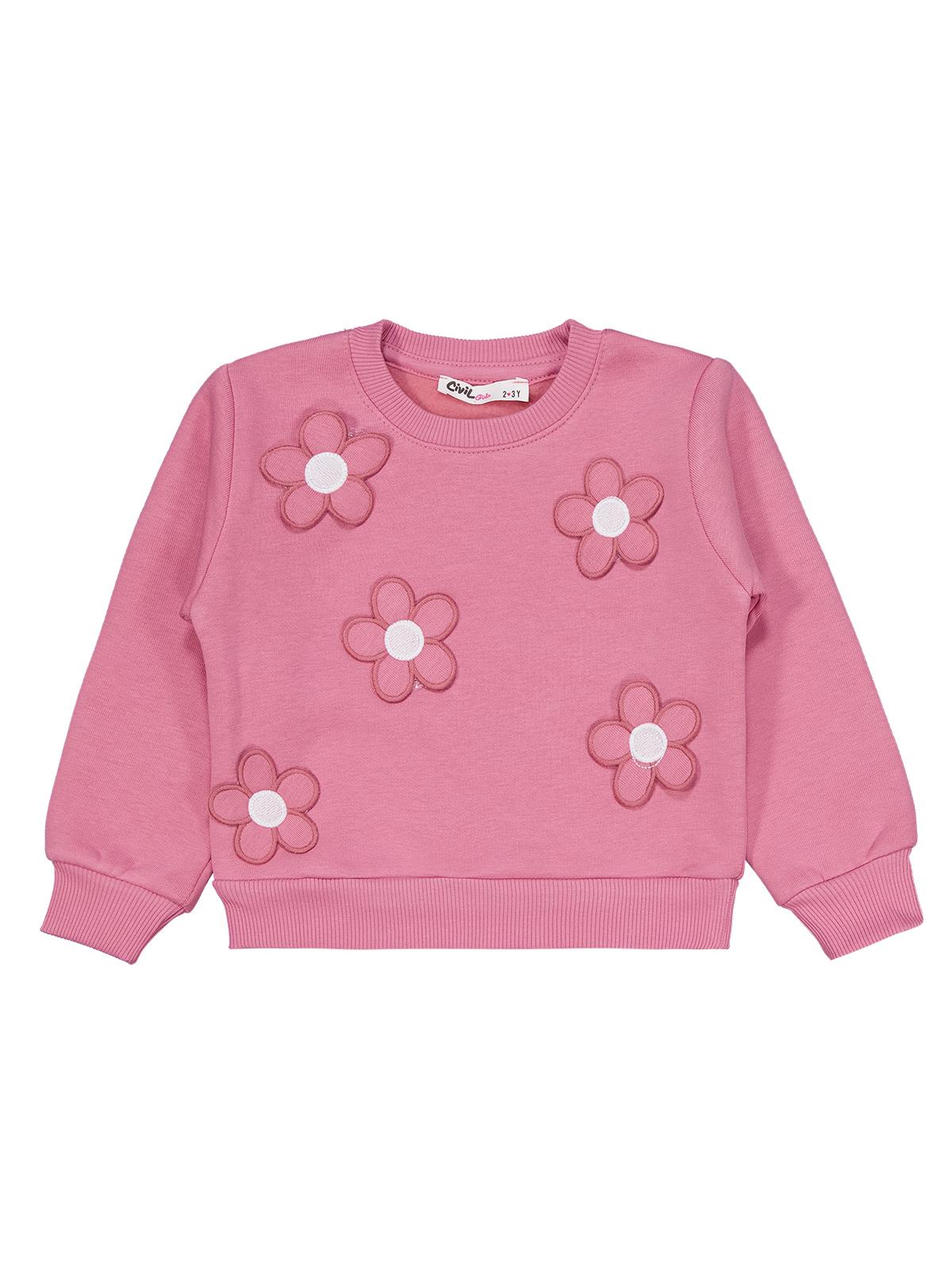 Civil Girls Çiçek Nakışlı 2-5 Yaş Eşofman Takımı - Pembe