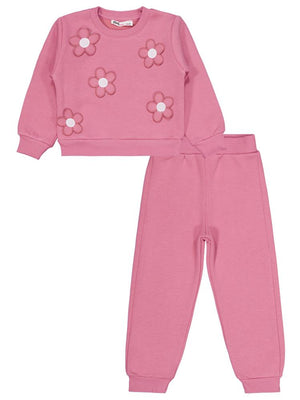 Civil Girls Çiçek Nakışlı 2-5 Yaş Eşofman Takımı - Pembe