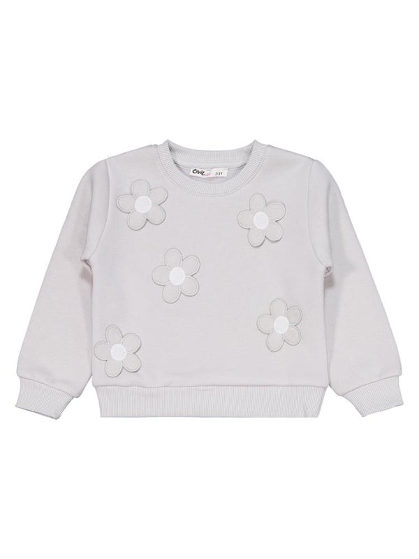 Civil Girls Çiçek Nakışlı 2-5 Yaş Eşofman Takımı - Gri