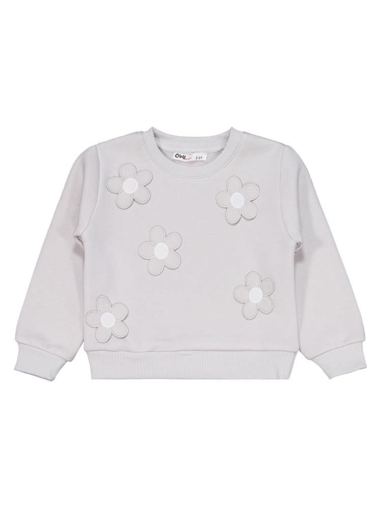 Civil Girls Çiçek Nakışlı 2-5 Yaş Eşofman Takımı - Gri