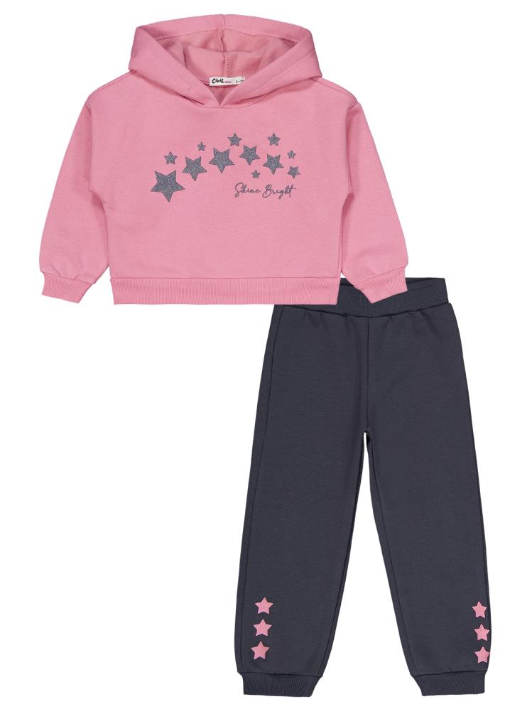 Civil Girls Yıldızlar Baskılı 2-5 Yaş Eşofman Takımı - Pembe
