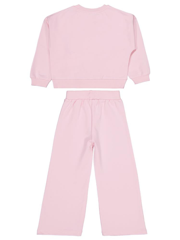 Civil Girls Çiçek Aksesuarlı  2-5 Yaş Eşofman Takımı - Pudra