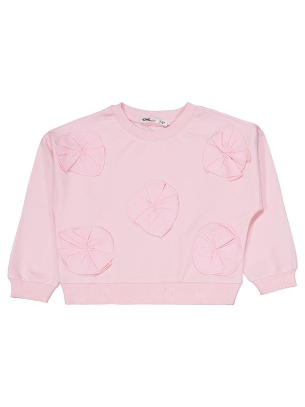 Civil Girls Çiçek Aksesuarlı  2-5 Yaş Eşofman Takımı - Pudra