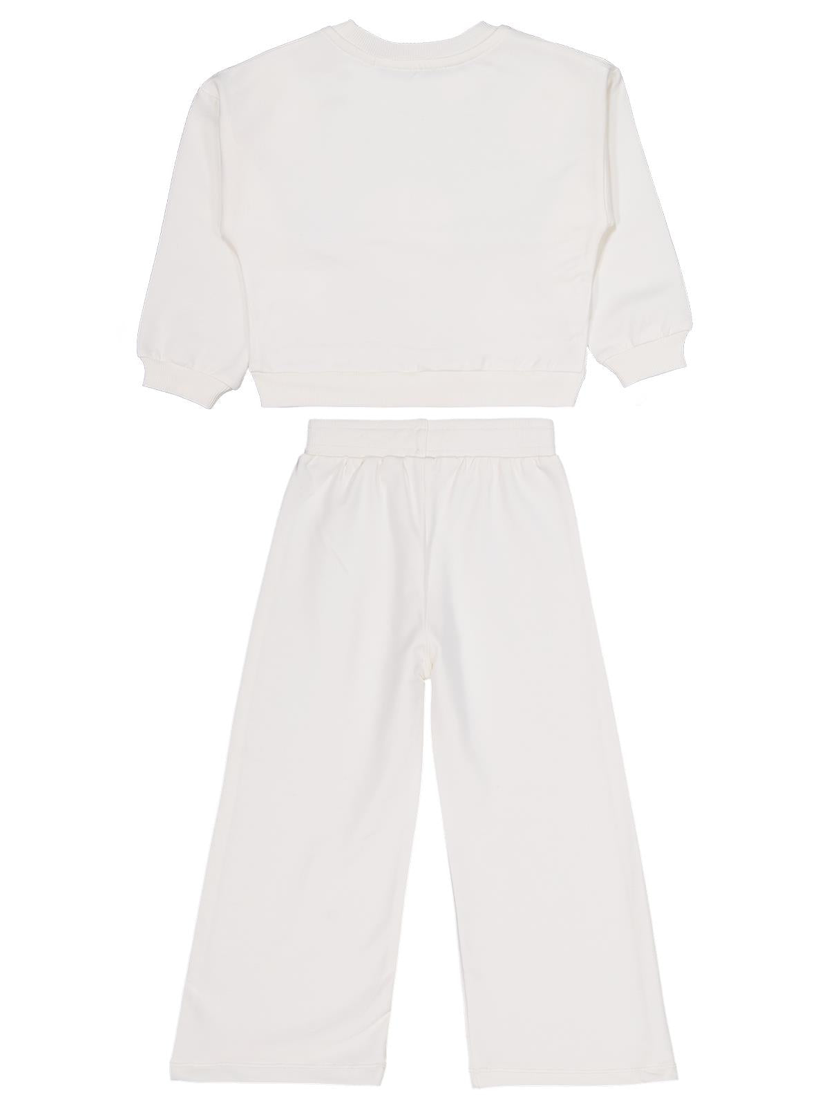 Civil Girls Çiçek Aksesuarlı  2-5 Yaş Eşofman Takımı - Ekru