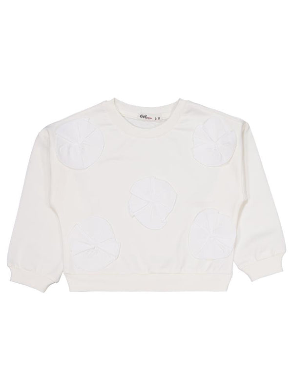 Civil Girls Çiçek Aksesuarlı  2-5 Yaş Eşofman Takımı - Ekru