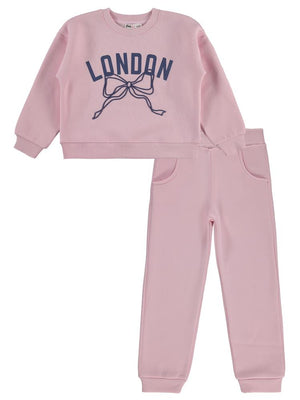 Civil Girls London Baskılı 6-9 Yaş Eşofman Takımı - Pudra