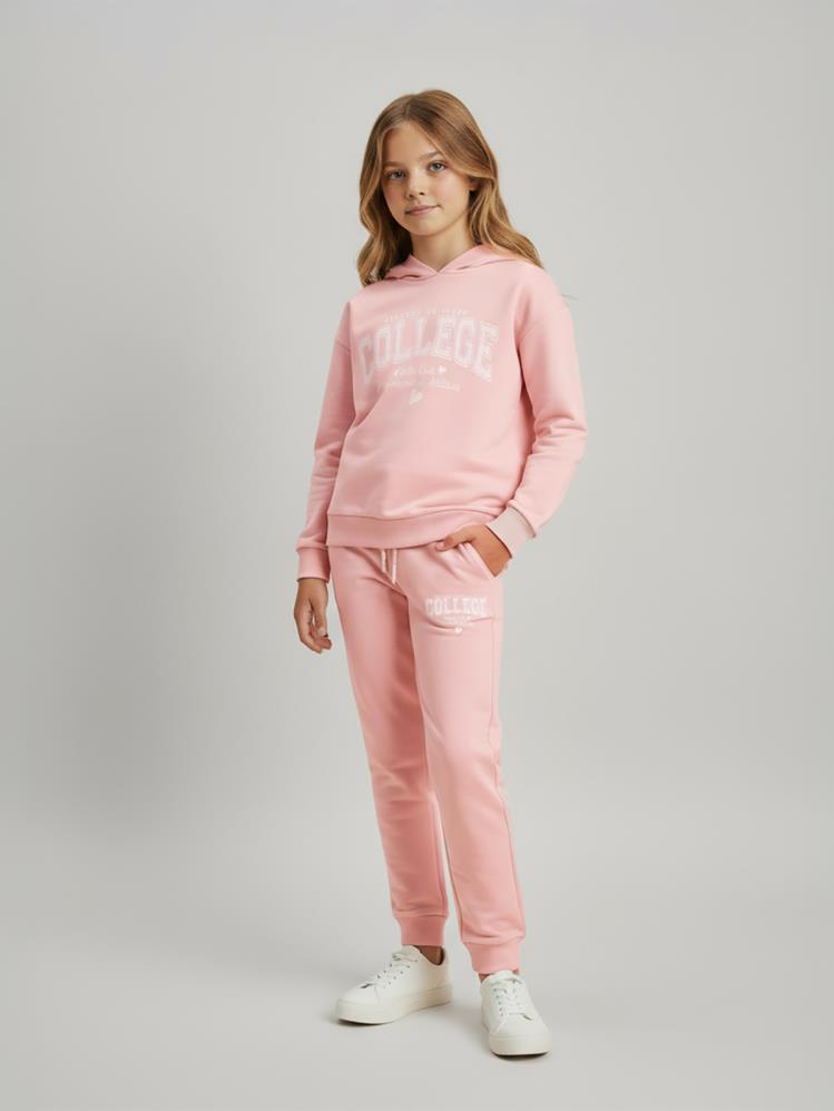 Civil Girls Collage Baskılı 10-13 Yaş Eşofman Takımı - Pembe