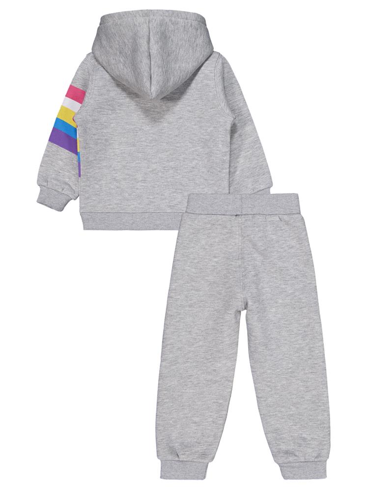 Civil Girls Gökkuşağı Baskılı 2-5 Yaş Eşofman Takımı - Gri