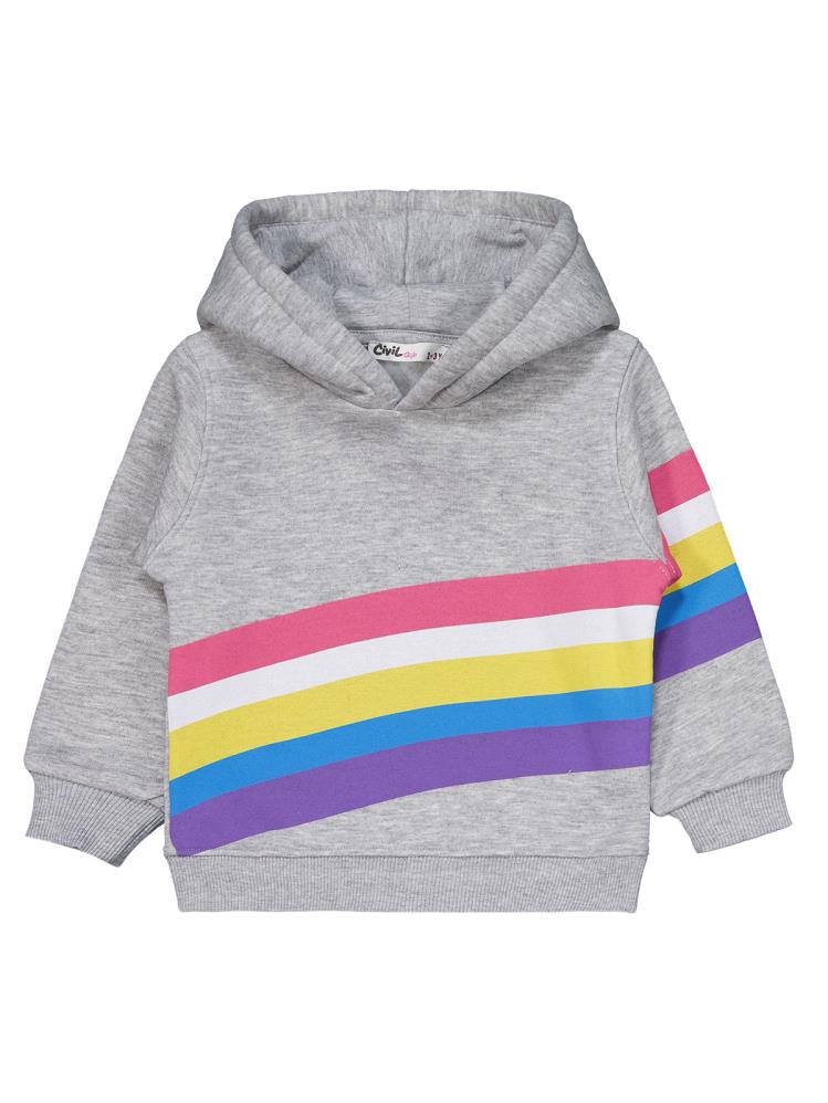Civil Girls Gökkuşağı Baskılı 2-5 Yaş Eşofman Takımı - Gri